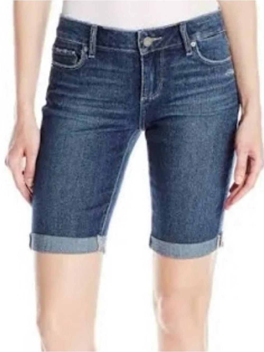 Paige Jax Knee Jean Short 9” Cuffed Women’s‎ 27 Dark wash Stretch denim Mid rise